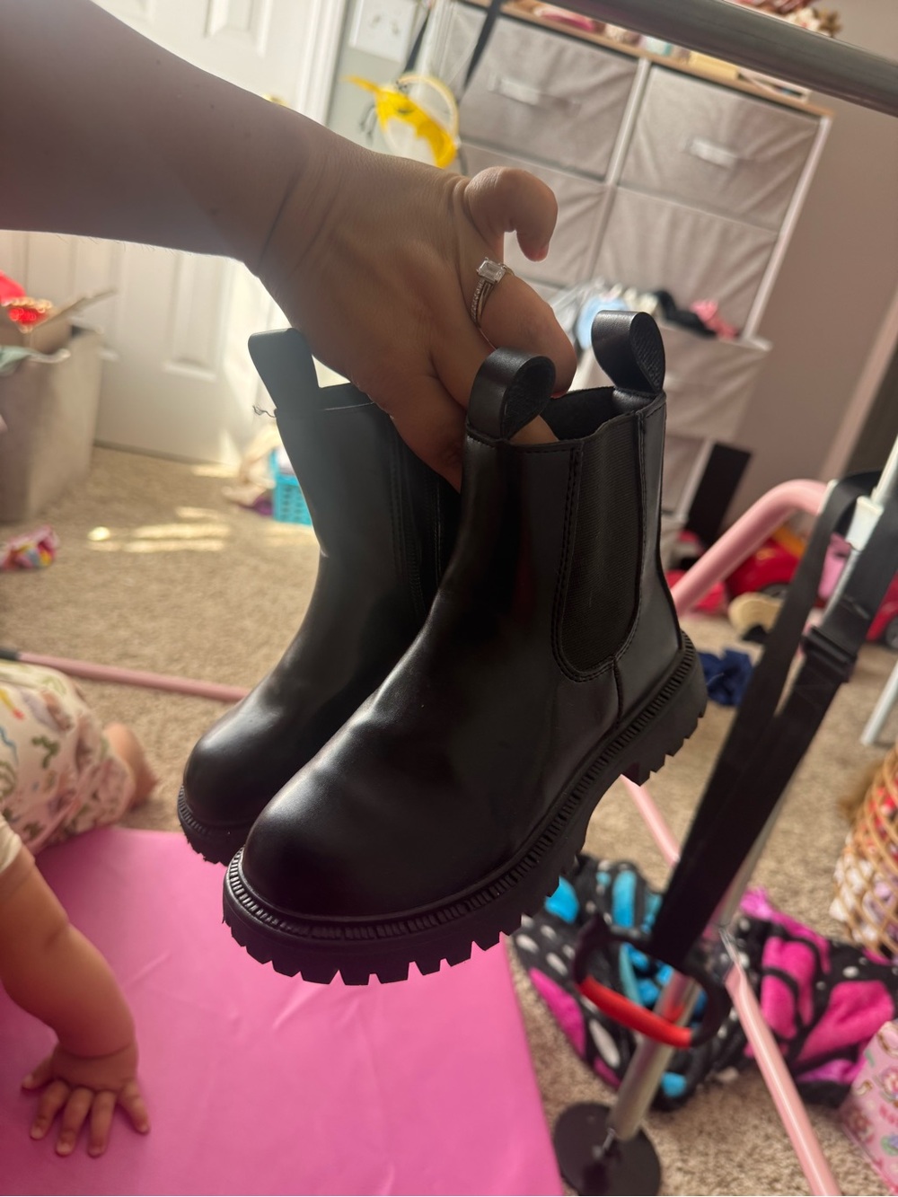 Old Navy Black Kids Chelsea Lug Boots